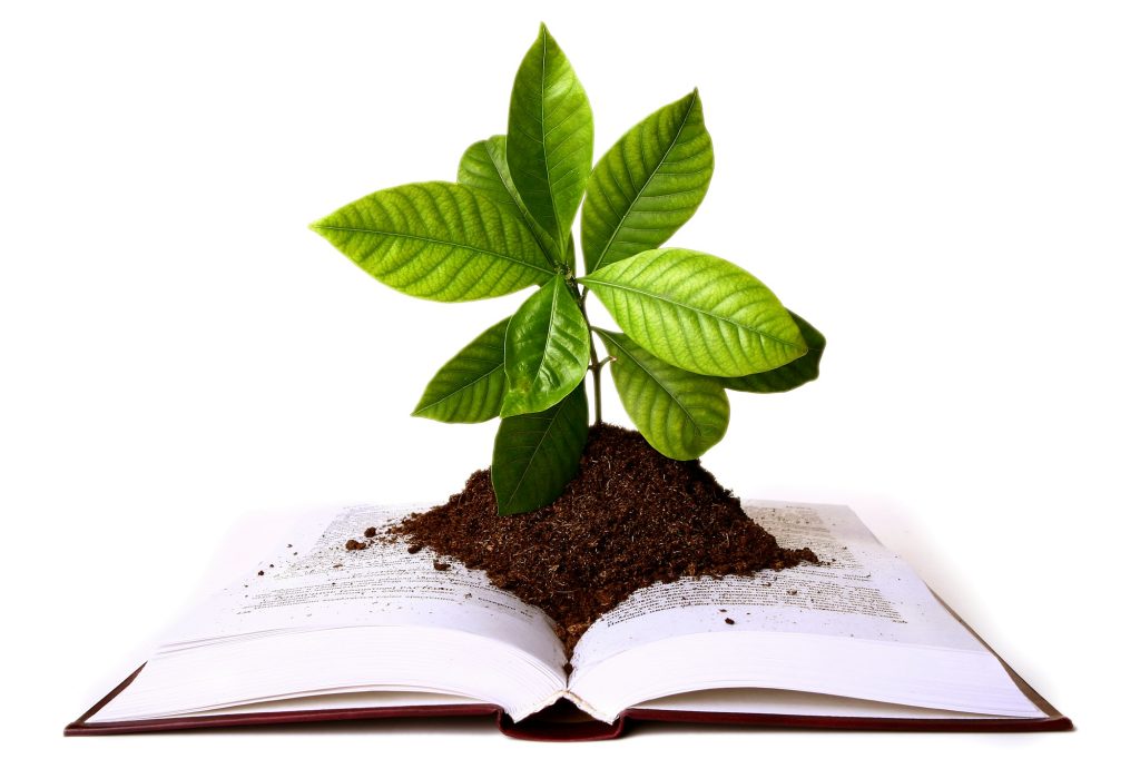 green plant growth from book